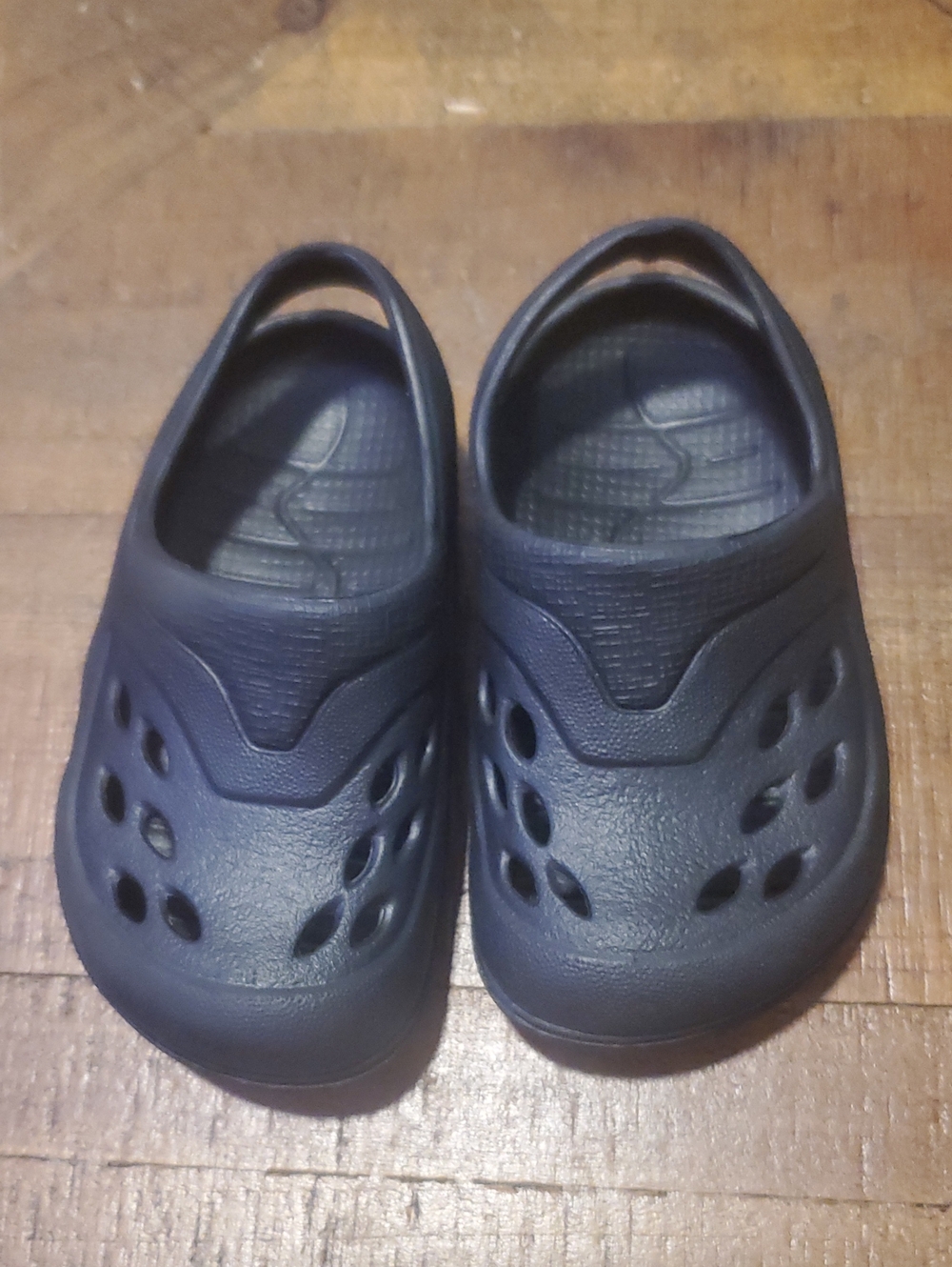 Kids Black Molded Slip-On Sandals with Heel Strap